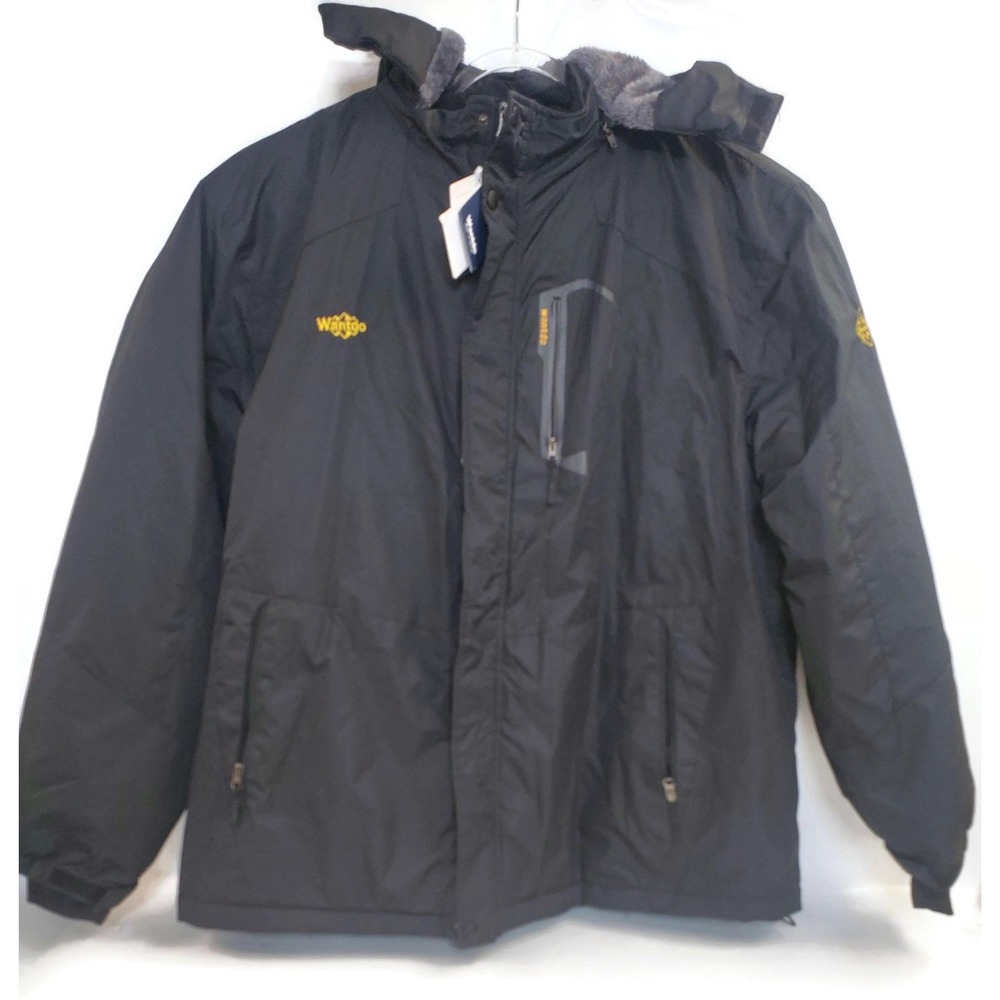 Wantdo Jacket Mens 3XL Black Hooded Water Resistant Fleece Lined Ski Snow